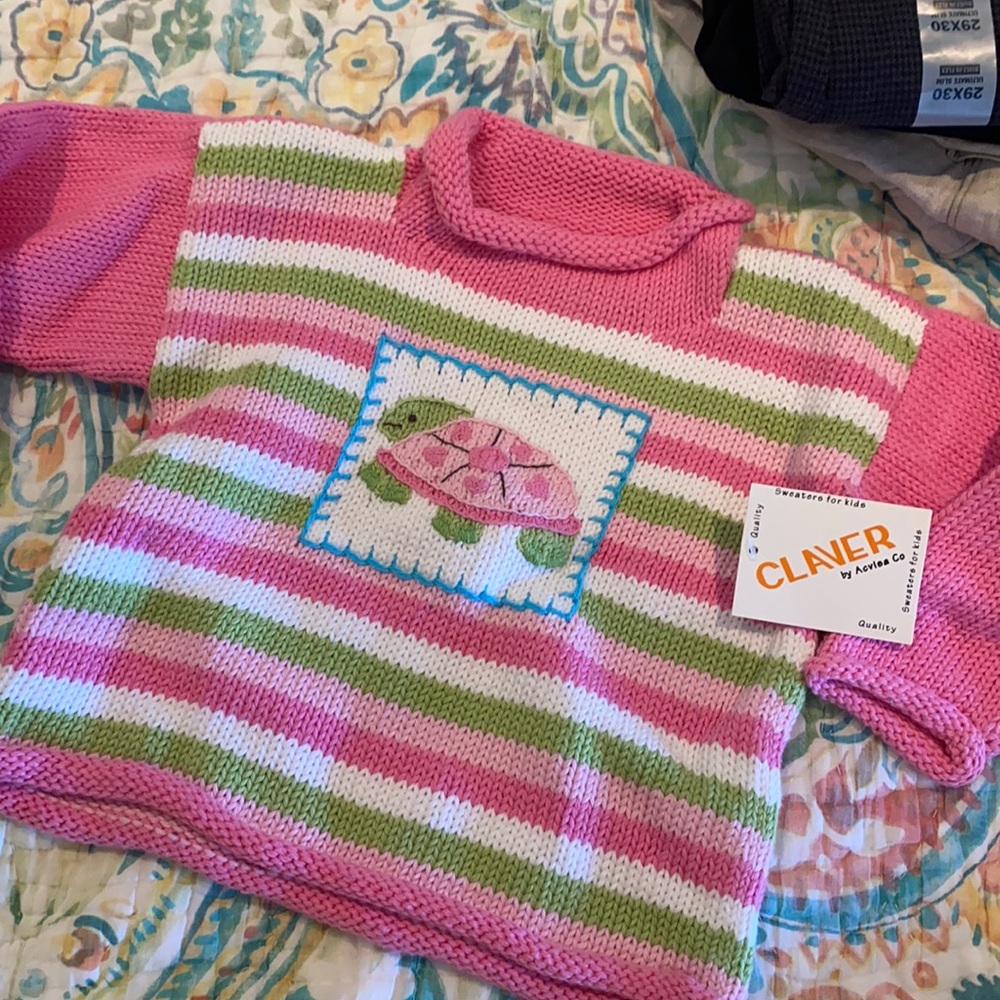 Turtle Sweater NEW Pink Green 24M